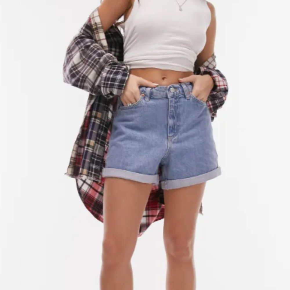 Roll Hem Mom Denim Shorts